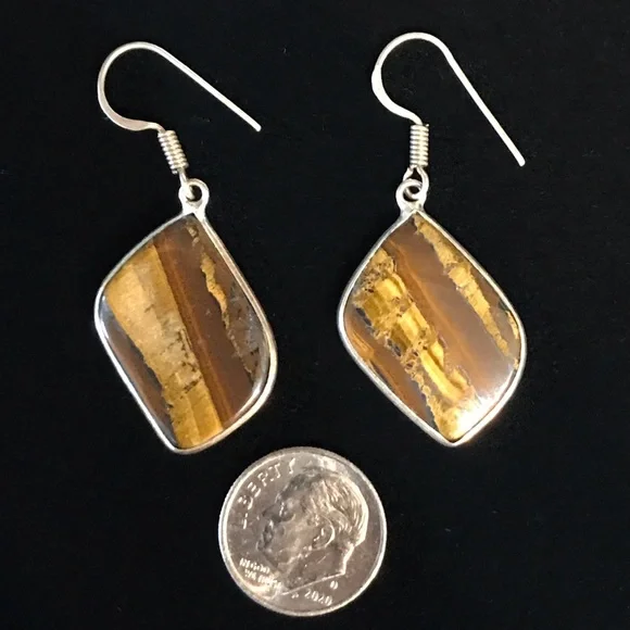 Tigers Eye Earrings - Picture 1 of 2